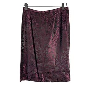 Maggy London Floral Print Pencil Skirt Purple Black Size 8 Petite Career‎ Work